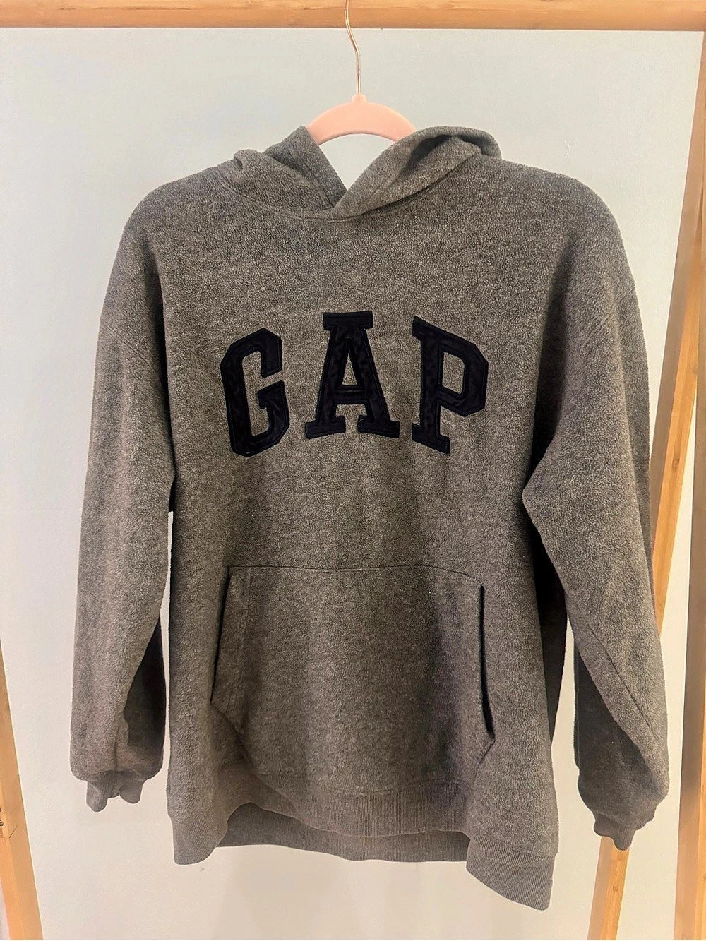 Vintage Gap Logo Fleece Hoodie Gray XXL